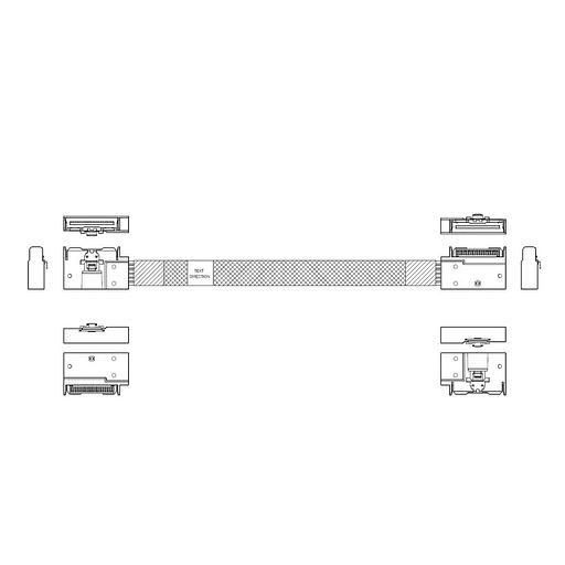 Кабель JPC P732EGB00800-1 Cable MCIO x8 74P (угловой Right Exit) -TO- MCIO x8 74P (угловой Right Exit), 85 Ohm, L:80cm фото 1