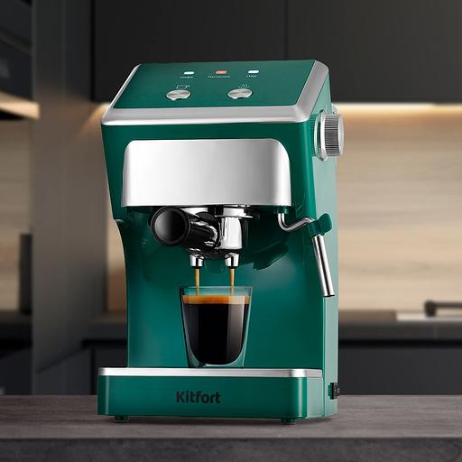 Кофеварка рожковая Kitfort КТ-7283 1050Вт зеленый фото 2