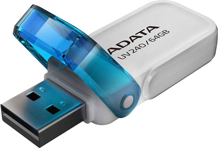 Флеш Диск A-Data 64GB UV240 AUV240-64G-RWH USB2.0 белый/голубой фото 2
