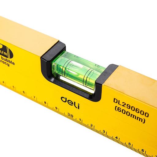 Измерительный и разметочный инструмент Deli Строительный уровень Deli DL290600 600мм, алюминиевый сплав, мягкие резиновые заглушки, магнит, измерение под углом 45° фото 4