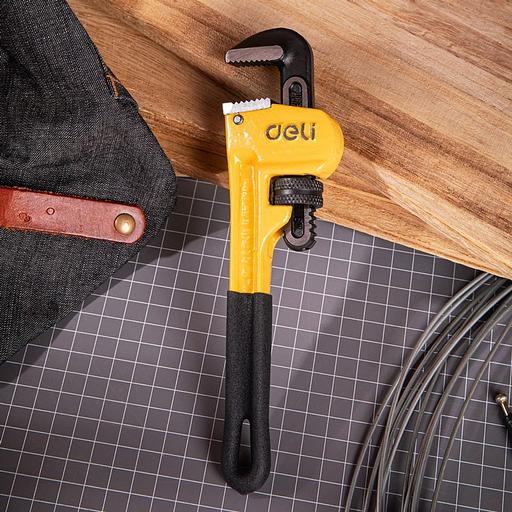 Ключи Deli Трубный ключ Стиллсона Deli DL2508 180мм, максимальное открытие 27мм, Cr-Mo + углеродистая сталь фото 8