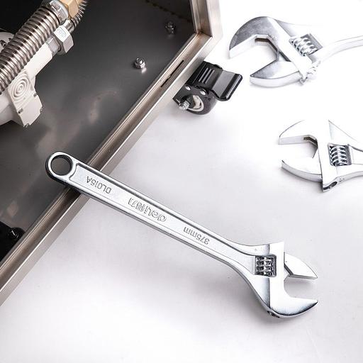 Ключи Deli Разводной ключ Deli DL015A 350мм, диапазон регулировки 0-46мм, инструментальная сталь, хромированная отделка фото 6