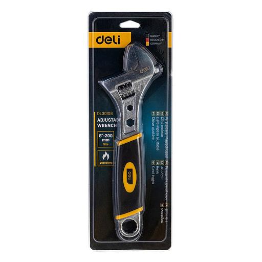 Ключи Deli Разводной ключ Deli DL30108 200мм, обрезиненная ручка, диапазон захвата 0-28мм фото 3