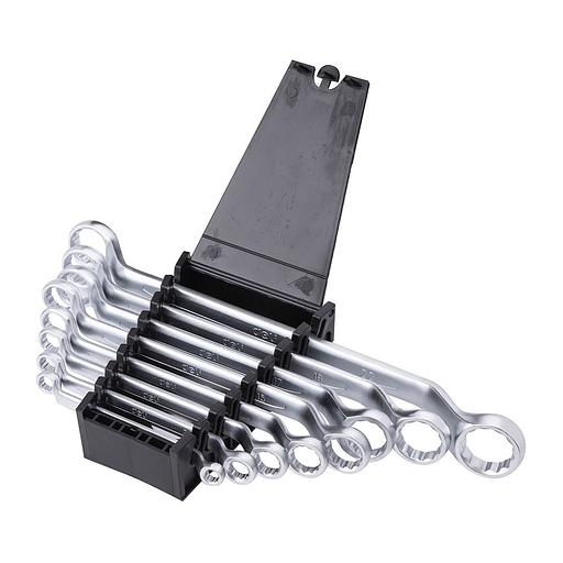 Ключи Deli Набор накидных изогнутых гаечных ключей 8 шт Deli DL150008A размеры 6x7, 8x9, 10x11, 12x13, 14x15, 16x17, 18x19, 20x22 мм, матовая хромированная поверхность, пластиковый кейс фото 4