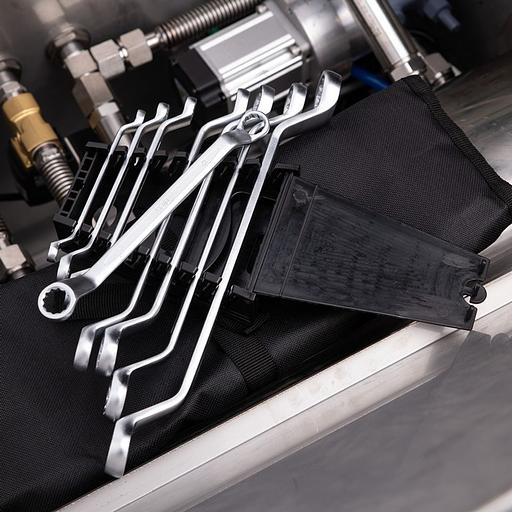 Ключи Deli Набор накидных изогнутых гаечных ключей 8 шт Deli DL150008A размеры 6x7, 8x9, 10x11, 12x13, 14x15, 16x17, 18x19, 20x22 мм, матовая хромированная поверхность, пластиковый кейс фото 7