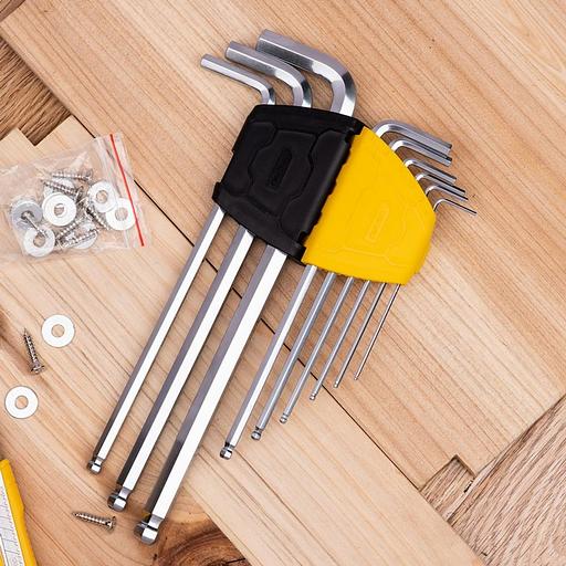 Ключи Deli Набор шестигранных ключей с шаром сверхдлинных Deli DL3090 размер 1,5-10 мм, пластиковый держатель фото 5