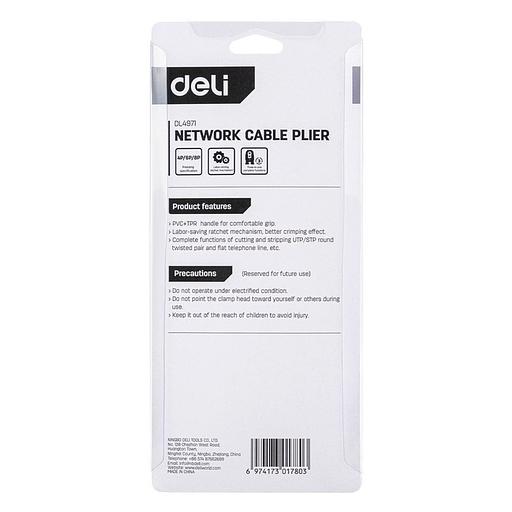 Инструмент обжимной Deli Обжимные клещи с храповым механизмом Deli DL4971 4P,6P,8P 200мм, для витой пары UTP/STP и телефонных кабелей фото 7