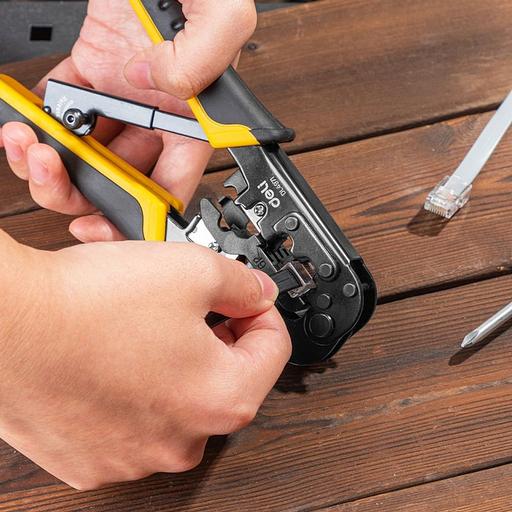 Инструмент обжимной Deli Обжимные клещи с храповым механизмом Deli DL4971 4P,6P,8P 200мм, для витой пары UTP/STP и телефонных кабелей фото 8