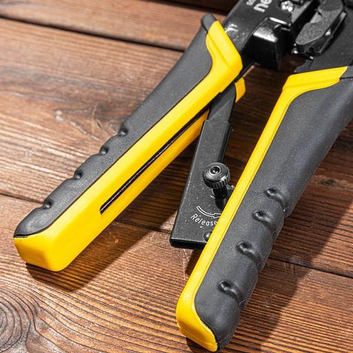 Инструмент обжимной Deli Обжимные клещи с храповым механизмом Deli DL4971 4P,6P,8P 200мм, для витой пары UTP/STP и телефонных кабелей фото 9