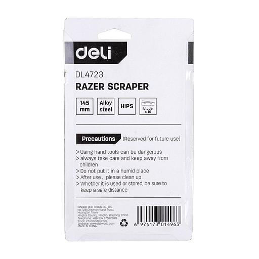 Отделочный инструмент Deli Скребок Deli DL4723 145мм + 10 лезвий, ширина лезвия 18мм, толщина лезвия 0,5мм фото 5