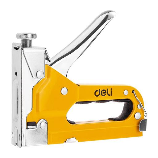 Степлеры, пистолеты, заклепочники Deli Мебельный степлер Deli DL238104 с набором скоб (2000шт D-тип, 2000шт Т-тип, 2000шт U-тип) фото 1