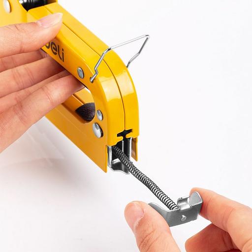 Степлеры, пистолеты, заклепочники Deli Мебельный степлер Deli DL238105 с набором скоб + антистеплер Набор: 2000шт D-тип. 2000шт Т-тип. 2000шт U-тип, 1шт скобоудалитель. фото 4