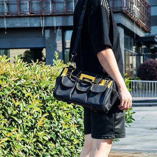 Ящики, сумки для инструментов Deli Сумка для инструментов Deli DL430113 310 x 170 x 220мм, 14 карманов, плечевой ремень, ткань Оксфорд фото 10