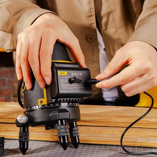 Измерительный и разметочный инструмент Deli Лазерный уровень Deli DL332302 2 луча(зеленый цвет), точность +/-1,5мм/7м, угол самовыравнивания 3°, 1АКБ 2,4 А*ч+ЗУ, время работы до 8 часов, кейс фото 7