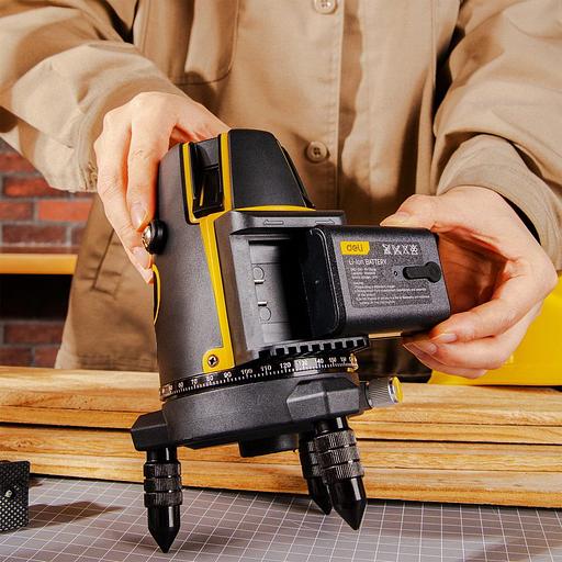 Измерительный и разметочный инструмент Deli Лазерный уровень Deli DL332305 5 лучей(зеленый цвет), точность +/-1,5мм/7м, угол самовыравнивания 3°, 2АКБ 4 А*ч+ЗУ, время работы до 4 часов, кейс фото 6