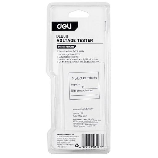 Измерительный и разметочный инструмент Deli Бесконтактный детектор напряжения Deli DL8011 (12-1000В, батарейки в комплекте) фото 5