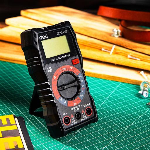 Измерительный и разметочный инструмент Deli Многофункциональный цифровой мультиметр Deli DL334301 напряж. 0,2-600В, сила тока 0,02-10А, сопр. 0,0002-20 МОм, ЖК-дисплей фото 5