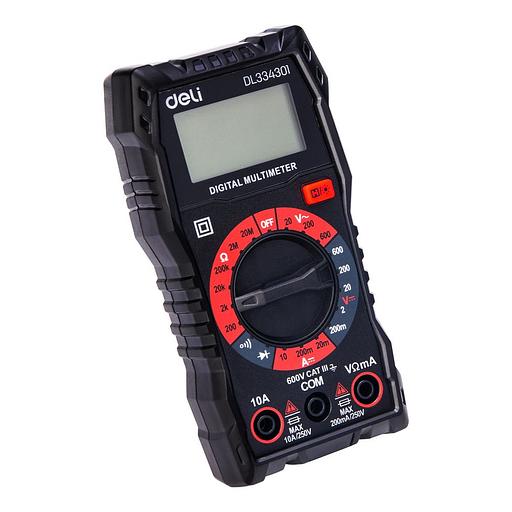 Измерительный и разметочный инструмент Deli Многофункциональный цифровой мультиметр Deli DL334301 напряж. 0,2-600В, сила тока 0,02-10А, сопр. 0,0002-20 МОм, ЖК-дисплей фото 9
