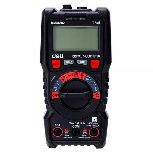 Измерительный и разметочный инструмент Deli Многофункциональный цифровой мультиметр Deli DL334302 напряж. 0,2-600В, AC/DC, ЖК-дисплей фото 1