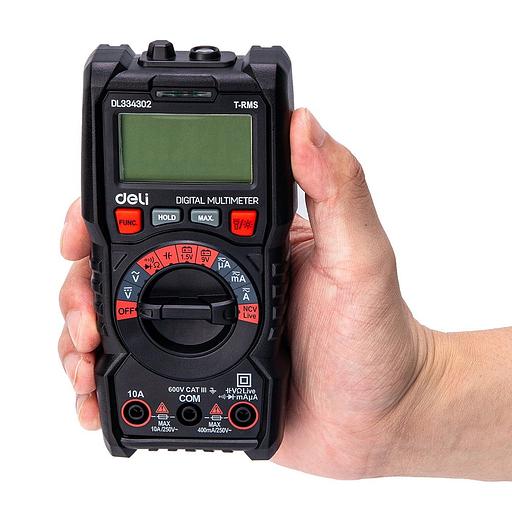 Измерительный и разметочный инструмент Deli Многофункциональный цифровой мультиметр Deli DL334302 напряж. 0,2-600В, AC/DC, ЖК-дисплей фото 2