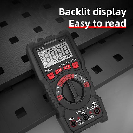 Измерительный и разметочный инструмент Deli Многофункциональный цифровой мультиметр Deli DL334302 напряж. 0,2-600В, AC/DC, ЖК-дисплей фото 8