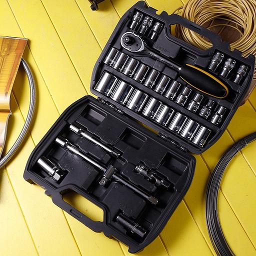 Ключи Deli Набор торцевых головок и ключей 32 шт Deli DL1032 1/2" Муфты из стали 50BV30, пластиковый кейс фото 5