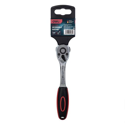 Ключ-трещотка Deli DL2324 1/4 длина 155мм, 72 зуба, шестерня Cr-Mo, быстросъемная фото 3