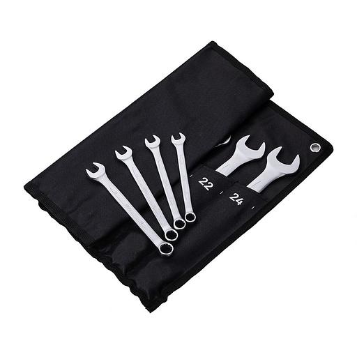 Ключи Deli Набор комбинированных гаечных ключей 14 шт Deli DL130014A (размеры 6,7,8,9,10,11,12,13,14,15,17,19,22,24 мм, матовая хромированная поверхность, чехол из ткани Оксфорд) фото 2