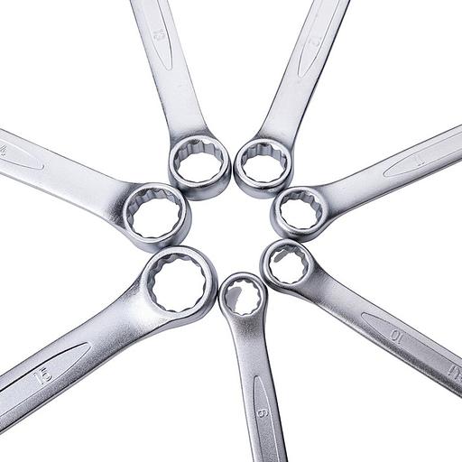 Ключи Deli Набор комбинированных гаечных ключей 14 шт Deli DL130014A (размеры 6,7,8,9,10,11,12,13,14,15,17,19,22,24 мм, матовая хромированная поверхность, чехол из ткани Оксфорд) фото 5