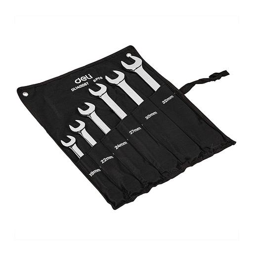 Ключи Deli Набор комбинированных ключей с трещоткой 6 шт Deli DL140106T (размеры 19,22,24,27,30,32мм, сталь 40Cr, трещотка 50BV30 72 зуба, чехол из ткани Оксфорд) фото 2