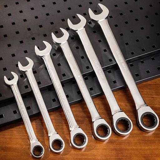 Ключи Deli Набор комбинированных ключей с трещоткой 6 шт Deli DL140106T (размеры 19,22,24,27,30,32мм, сталь 40Cr, трещотка 50BV30 72 зуба, чехол из ткани Оксфорд) фото 4