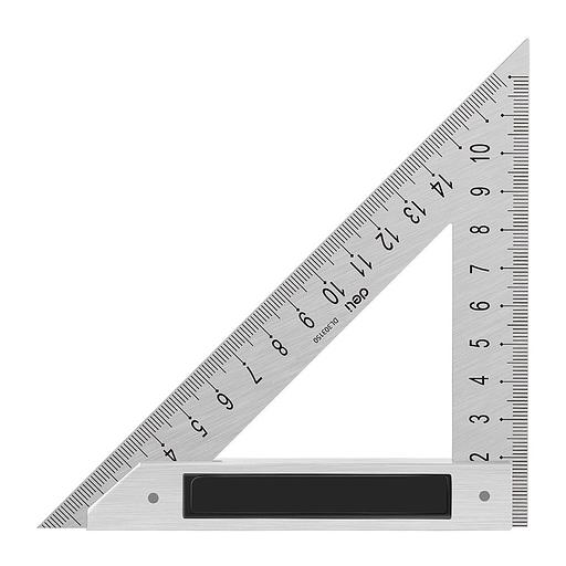 Измерительный и разметочный инструмент Deli Треугольная линейка стальная Deli DL303150 150мм, нержавеющая сталь + алюминиевое основание фото 1