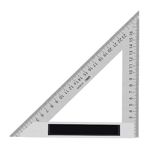 Измерительный и разметочный инструмент Deli Треугольная линейка стальная Deli DL303200 200мм, нержавеющая сталь + алюминиевое основание фото 1