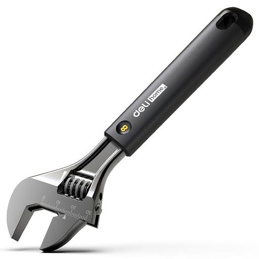 Ключи Deli Разводной ключ «Home Series Black" Deli HT1508 200мм, эксклюзивный дизайн, рукоятка из высококачественного софттач пластика фото 1