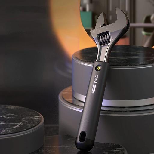 Ключи Deli Разводной ключ «Home Series Black" Deli HT1508 200мм, эксклюзивный дизайн, рукоятка из высококачественного софттач пластика фото 8