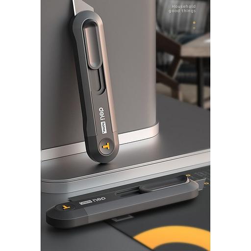 Нож Deli Технический нож "Home Series Black" Deli HT4008 Т-образное лезвие с механизмом автоматического возврата, эксклюзивный дизайн, корпус из высококачественного софттач пластика фото 9