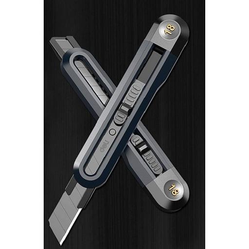 Нож Deli Технический нож "Home Series Black" Deli HT4018 ширина лезвия 18мм, эксклюзивный дизайн, корпус из высококачественного софттач пластика фото 6