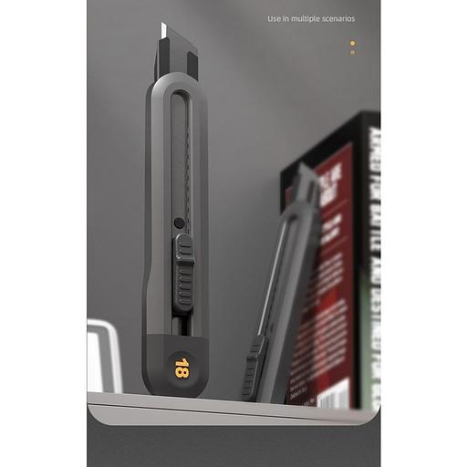 Нож Deli Технический нож "Home Series Black" Deli HT4018 ширина лезвия 18мм, эксклюзивный дизайн, корпус из высококачественного софттач пластика фото 8