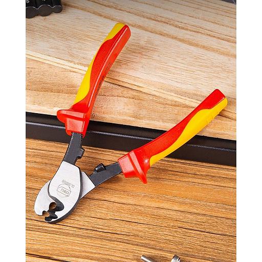 Режущий инструмент (пилы, ножовки, ножи, ножницы) Deli Диэлектрический кабелерез Deli DL515106 160мм, сталь Cr-V, сертификат VDE для работ под напряжением до 1000 В фото 3