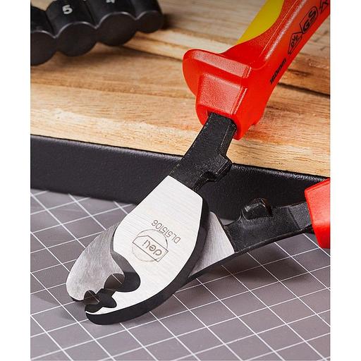 Режущий инструмент (пилы, ножовки, ножи, ножницы) Deli Диэлектрический кабелерез Deli DL515106 160мм, сталь Cr-V, сертификат VDE для работ под напряжением до 1000 В фото 4