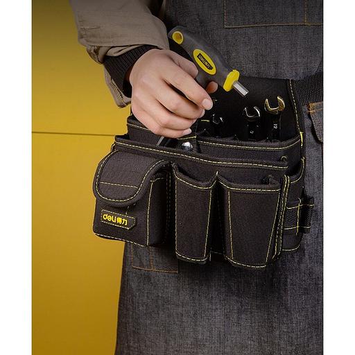 Ящики, сумки для инструментов Deli Поясная сумка монтажника Deli DL-P5 270 x 190 x 140мм, 7 карманов, ткань Оксфорд 600D фото 7