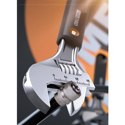 Ключи Deli Разводной ключ «Home Series Gray" Deli HT1508C 200мм, эксклюзивный дизайн, рукоятка - высококачественный софттач пластик фото 2