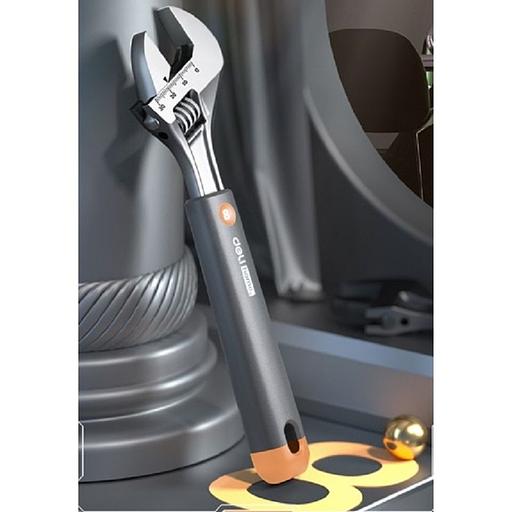 Ключи Deli Разводной ключ «Home Series Gray" Deli HT1508C 200мм, эксклюзивный дизайн, рукоятка - высококачественный софттач пластик фото 3