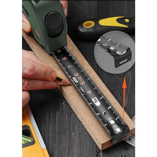 Измерительный и разметочный инструмент Deli Рулетка Home Series Green HT8519L 5м х 19мм, эксклюзивный дизайн, корпус - высококачественный софттач пластик фото 2
