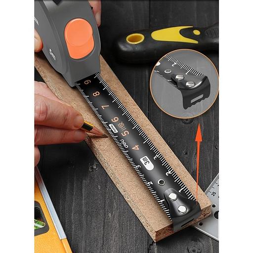 Измерительный и разметочный инструмент Deli Рулетка Home Series Gray HT8519C 5м х 19мм, эксклюзивный дизайн, корпус - высококачественный софттач пластик фото 3