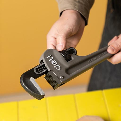 Ключи Deli Трубный ключ Стиллсона облегченный Deli DL105014 320мм, максимальное открытие 48мм, Cr-Mo + углеродистая сталь фото 4