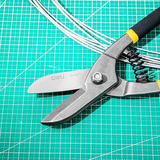 Режущий инструмент (пилы, ножовки, ножи, ножницы) Deli Ножницы по металлу прямые Deli DL4371 250мм, высокоуглеродистая сталь 55, прорезиненная рукоятка фото 8