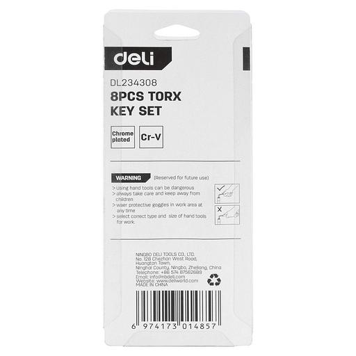 Ключи Deli Набор складных шестигранных ключей «TORX" Deli DL234308 размеры T9,T10,T15,T20,T25,T27,T30,T40, пластиковый держатель фото 5