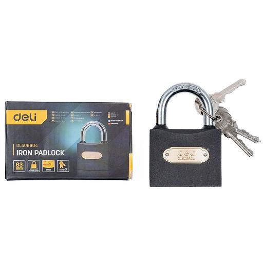 Замок Deli Замок навесной Deli DL508904 стальной, 63мм фото 6