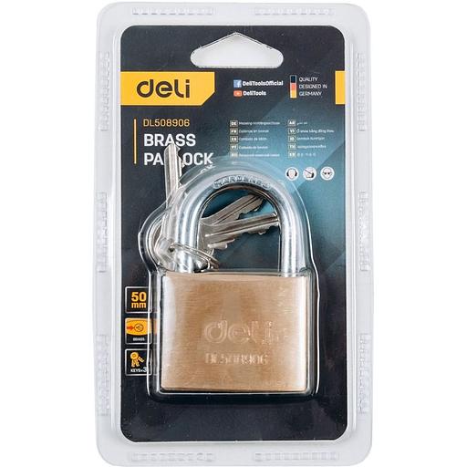 Замок Deli Замок навесной Deli DL508906 латунный, 50мм фото 3
